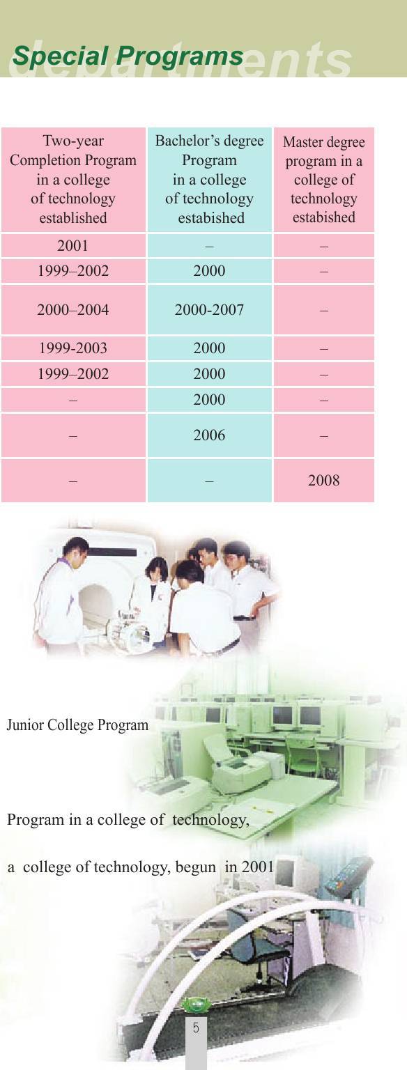 Academic departments and Special Programs